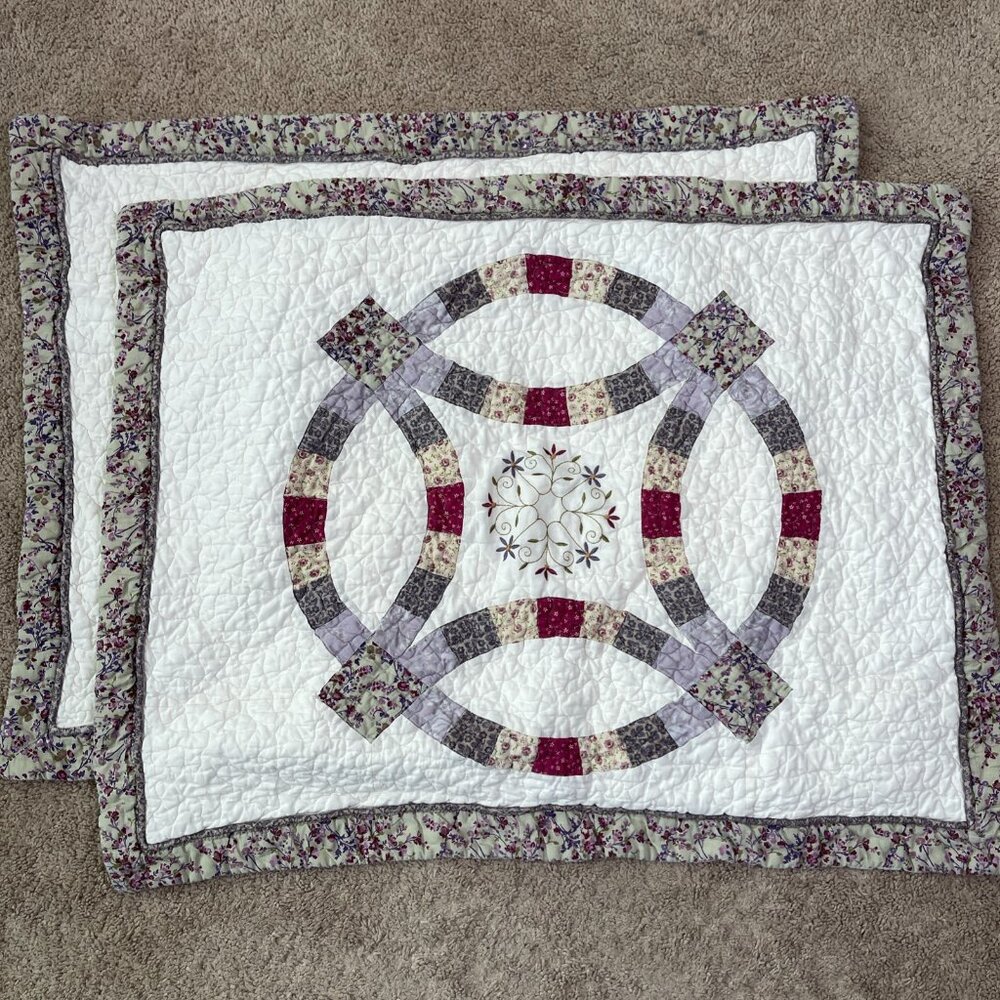 JCPenney Pillow Shams Cottagecore Shabby Chic Quilted Lavendar Country Home Set